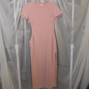PreLoved HAE pink short sleeve dress with side cutout in Sz (S)